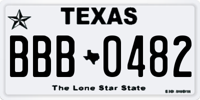 TX license plate BBB0482