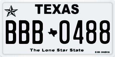 TX license plate BBB0488