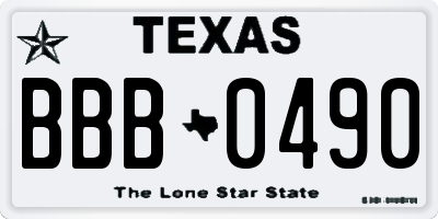 TX license plate BBB0490