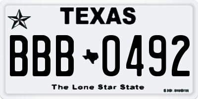 TX license plate BBB0492