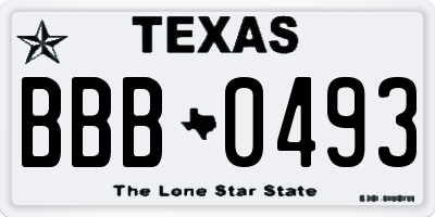 TX license plate BBB0493
