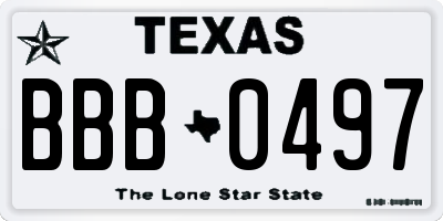 TX license plate BBB0497