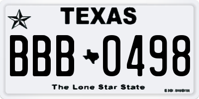 TX license plate BBB0498