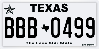 TX license plate BBB0499