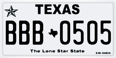 TX license plate BBB0505