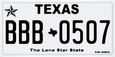 TX license plate BBB0507