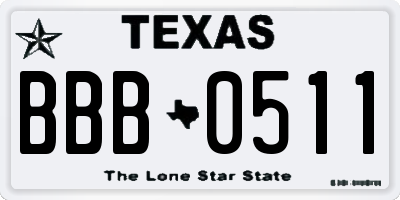 TX license plate BBB0511