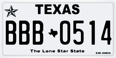 TX license plate BBB0514