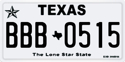 TX license plate BBB0515