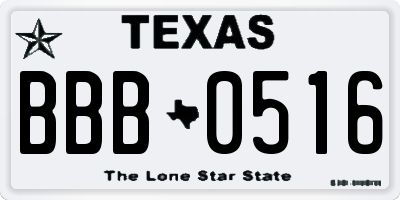 TX license plate BBB0516
