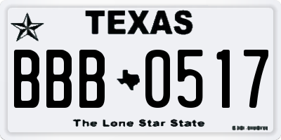 TX license plate BBB0517