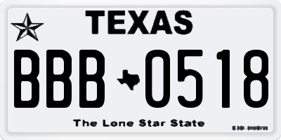 TX license plate BBB0518