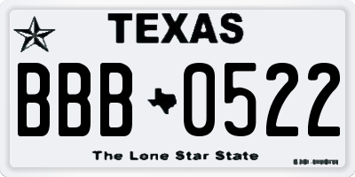 TX license plate BBB0522