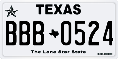 TX license plate BBB0524