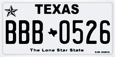 TX license plate BBB0526