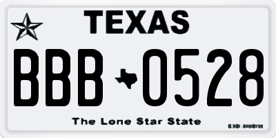 TX license plate BBB0528