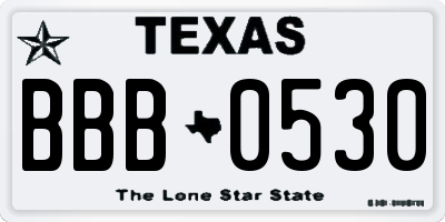 TX license plate BBB0530