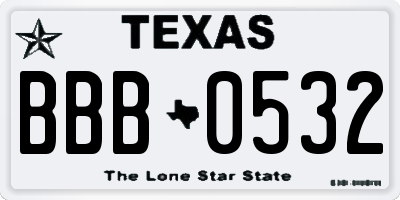 TX license plate BBB0532