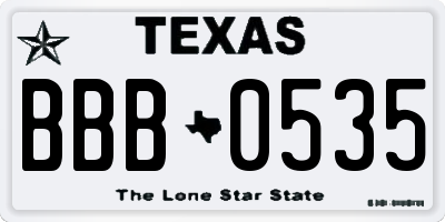 TX license plate BBB0535