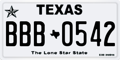 TX license plate BBB0542