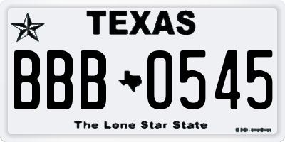 TX license plate BBB0545