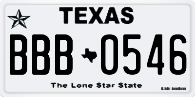 TX license plate BBB0546