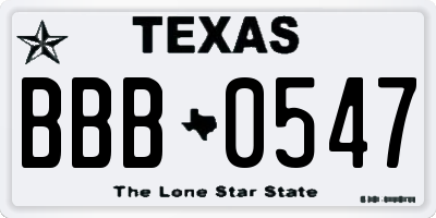 TX license plate BBB0547