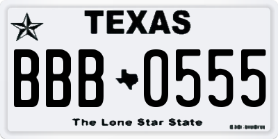 TX license plate BBB0555