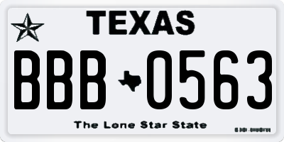 TX license plate BBB0563