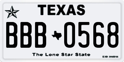 TX license plate BBB0568