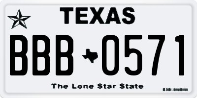 TX license plate BBB0571