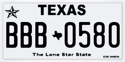 TX license plate BBB0580