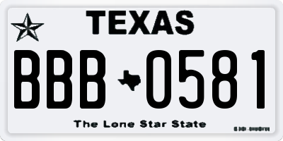 TX license plate BBB0581