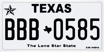 TX license plate BBB0585