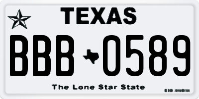 TX license plate BBB0589