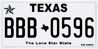 TX license plate BBB0596