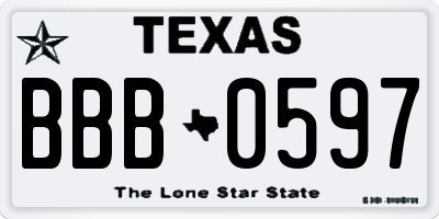 TX license plate BBB0597