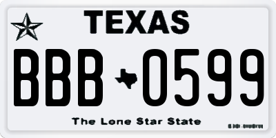 TX license plate BBB0599