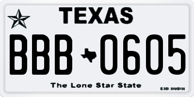 TX license plate BBB0605