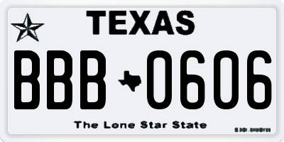 TX license plate BBB0606