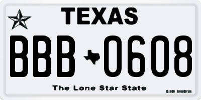 TX license plate BBB0608