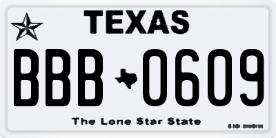 TX license plate BBB0609