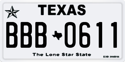 TX license plate BBB0611