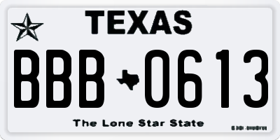 TX license plate BBB0613