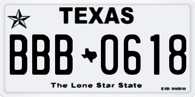 TX license plate BBB0618