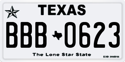 TX license plate BBB0623