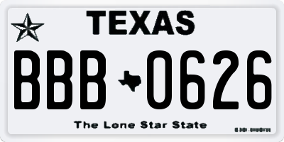 TX license plate BBB0626