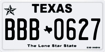 TX license plate BBB0627