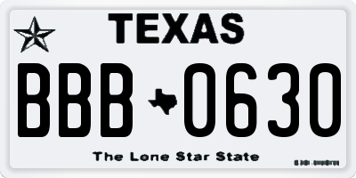 TX license plate BBB0630