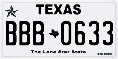 TX license plate BBB0633